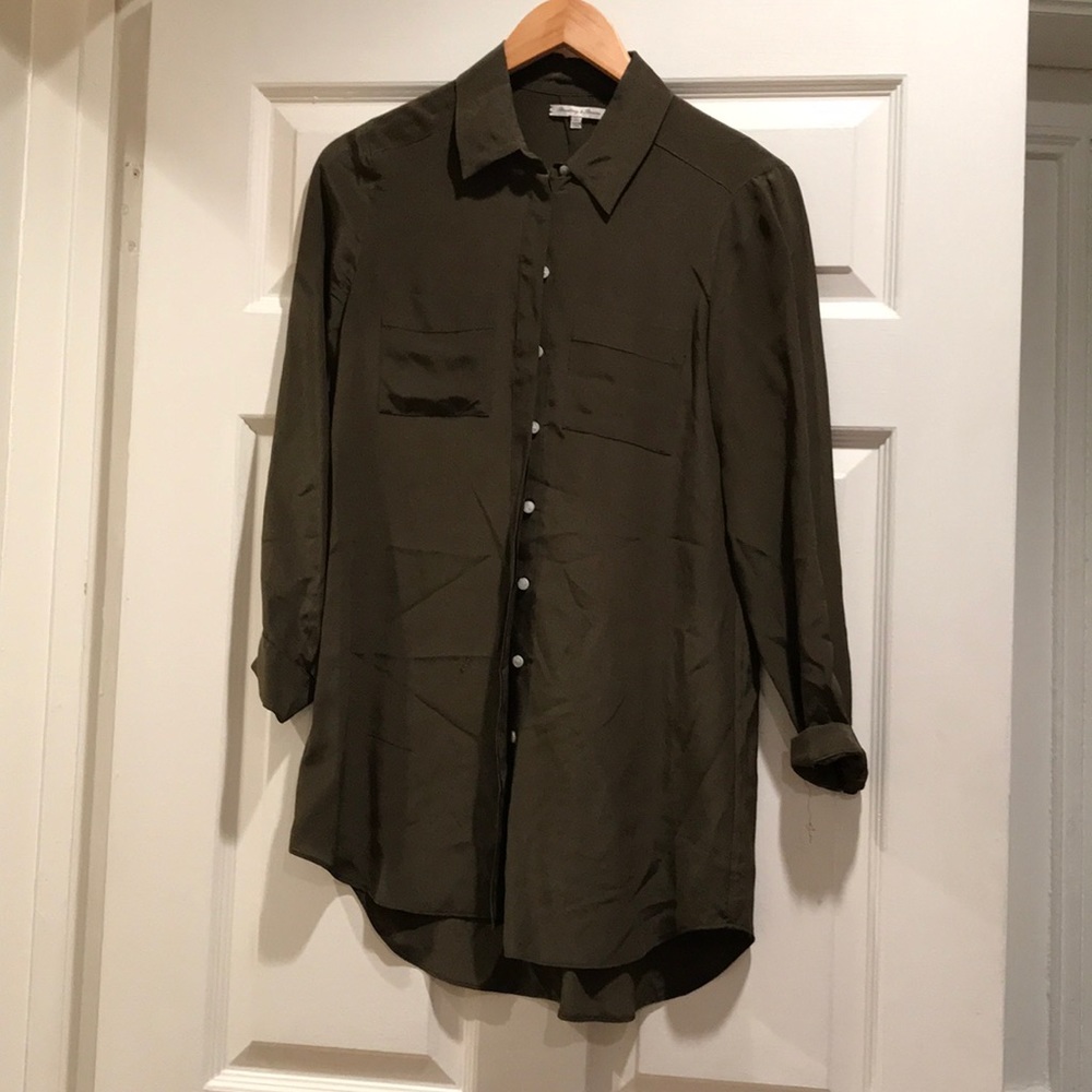 Madewell Silk Tunic / Shirtdress - olive sz xs